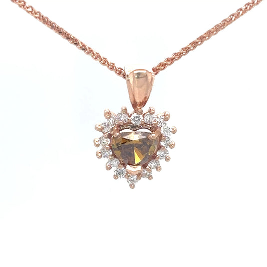 14KR 0.60CT CHOCOLATE HEART-0.25CTW WHITE DIAMOND HEART PENDANT VS/F-G-Fine Jewelry in Bradenton &amp; Lakewood Ranch, Fl. | Michael &amp; Co. Jewelers