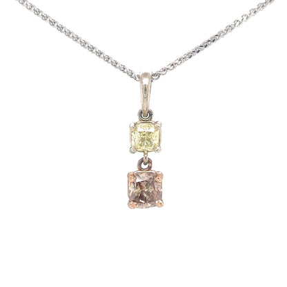 14KTT 0.75CTW NATURAL YELLOW-CHOCOLATE DIAMOND PENDANT