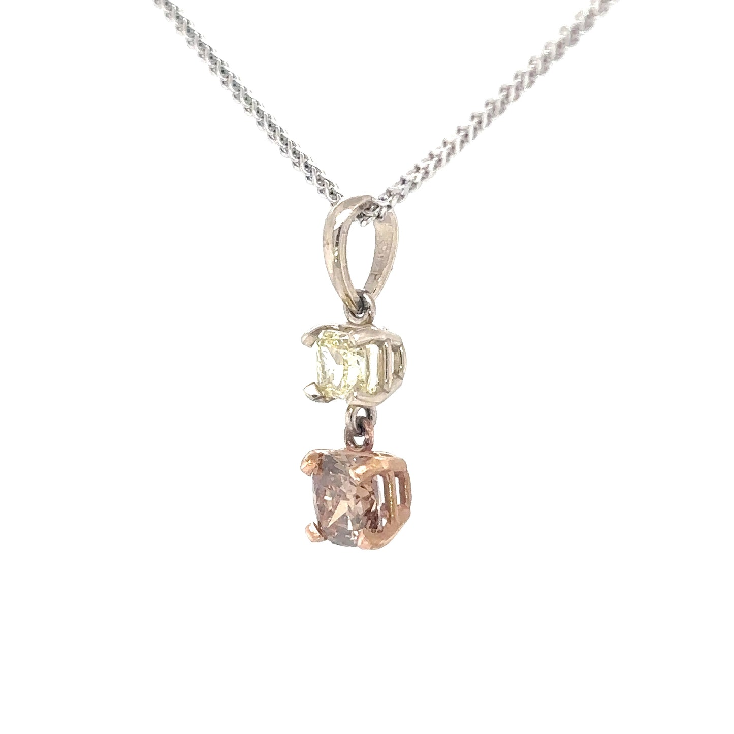 14KTT 0.75CTW NATURAL YELLOW-CHOCOLATE DIAMOND PENDANT