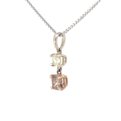14KTT 0.75CTW NATURAL YELLOW-CHOCOLATE DIAMOND PENDANT