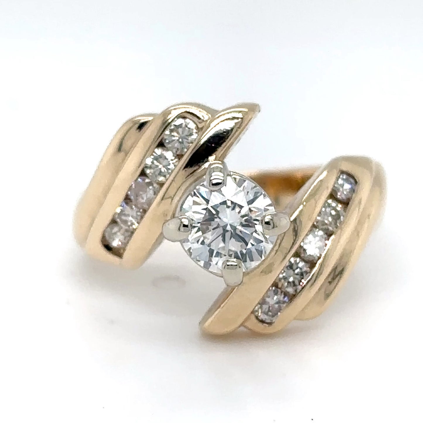 14KY 1.05CTW ROUND DIAMOND BYPASS RING VVS1/G-H 5.1G