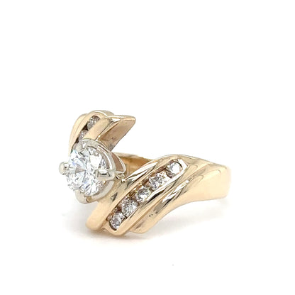 14KY 1.05CTW ROUND DIAMOND BYPASS RING VVS1/G-H 5.1G