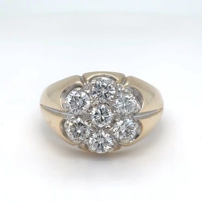14KY 2.00CTW SEVEN DIAMOND CLUSTER RING VS2-SI1/H 11.5G
