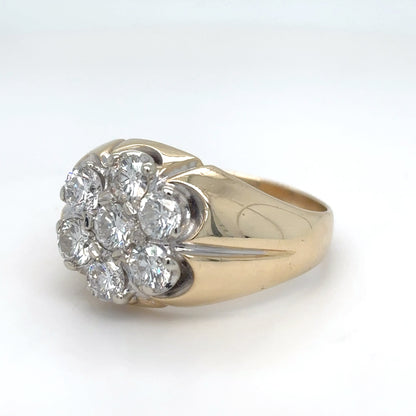 14KY 2.00CTW SEVEN DIAMOND CLUSTER RING VS2-SI1/H 11.5G