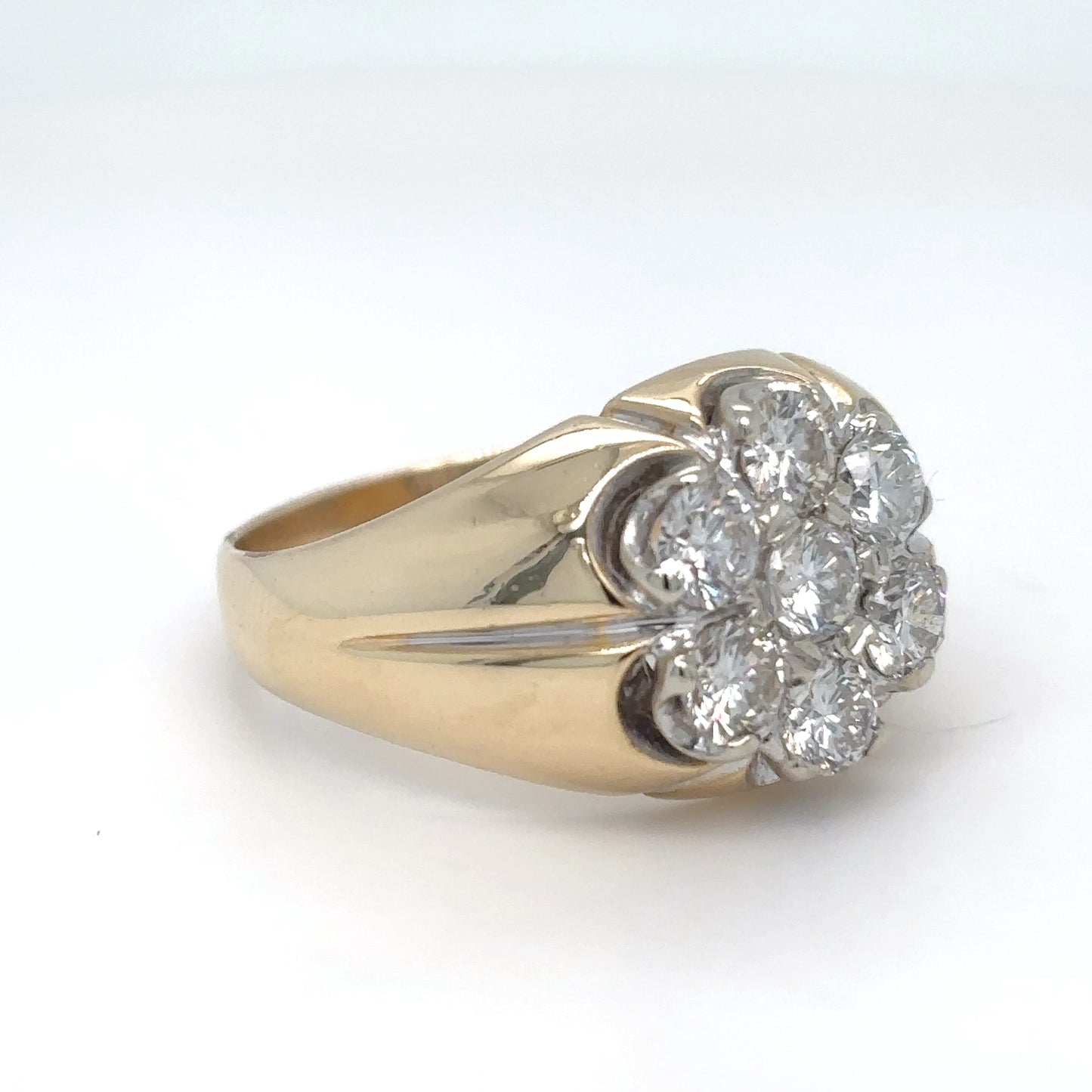 14KY 2.00CTW SEVEN DIAMOND CLUSTER RING VS2-SI1/H 11.5G