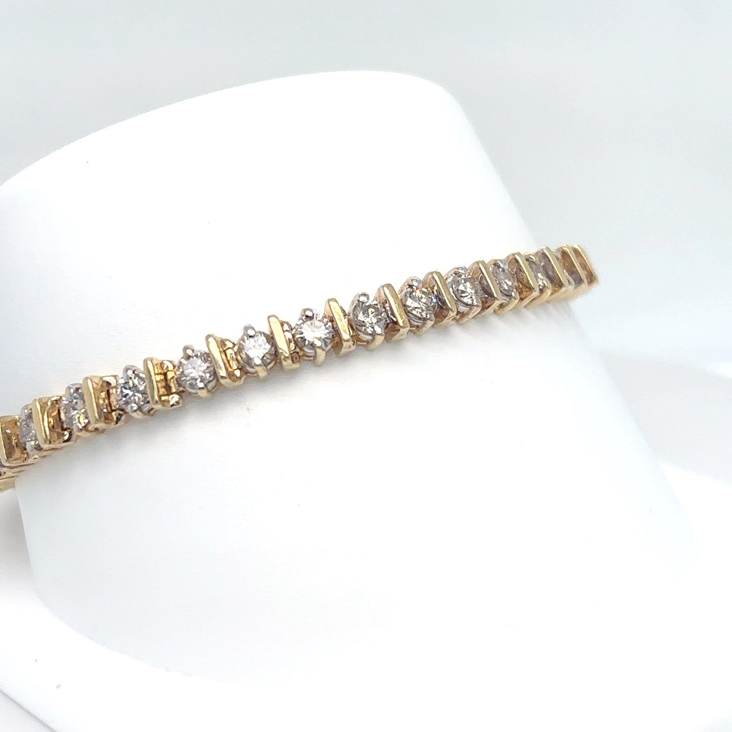 14KY 7.25" 4.00CTW DIAMOND BAR BRACELET SI/I-J 15.1G