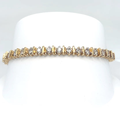 14KY 7.25" 4.00CTW DIAMOND BAR BRACELET SI/I-J 15.1G