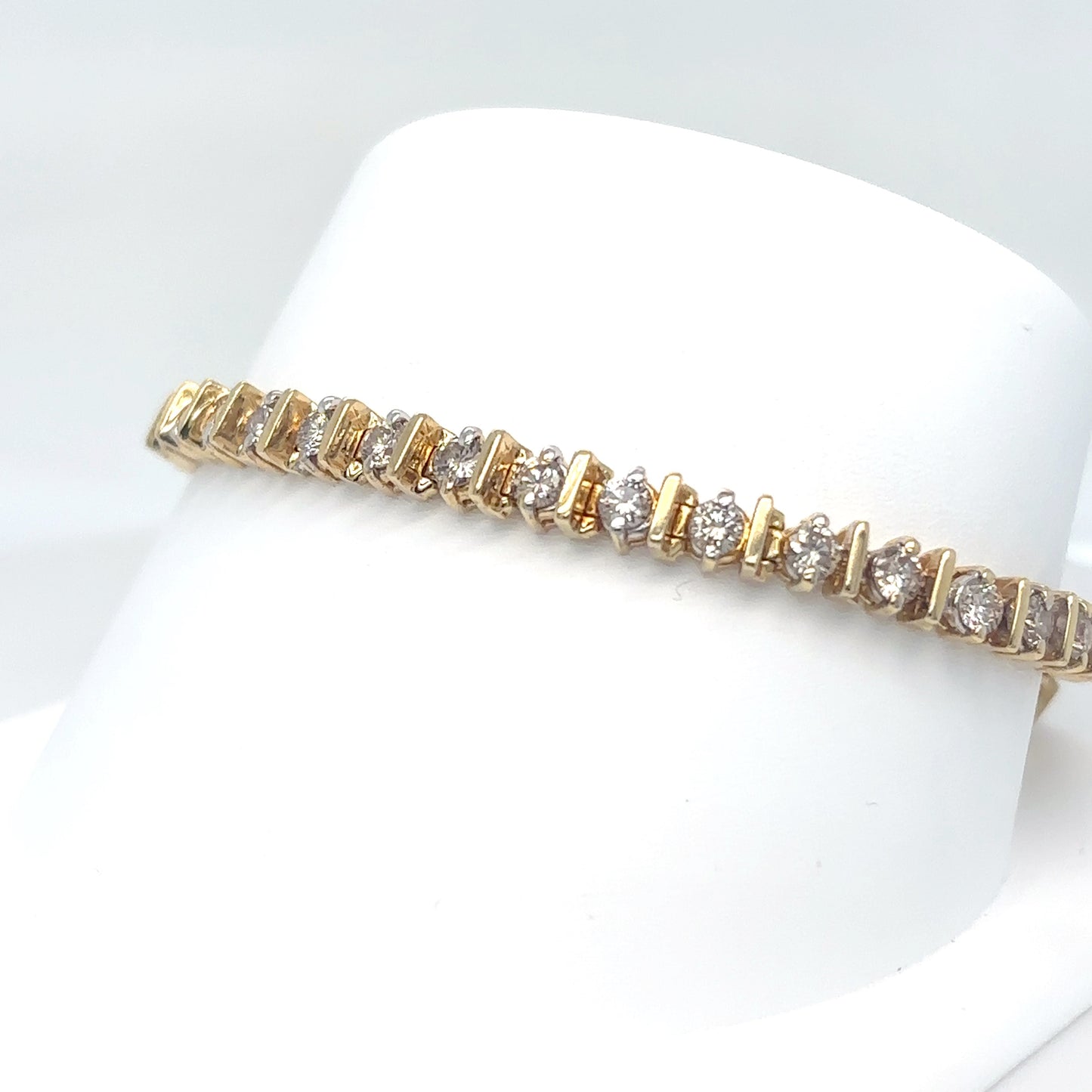 14KY 7.25" 4.00CTW DIAMOND BAR BRACELET SI/I-J 15.1G