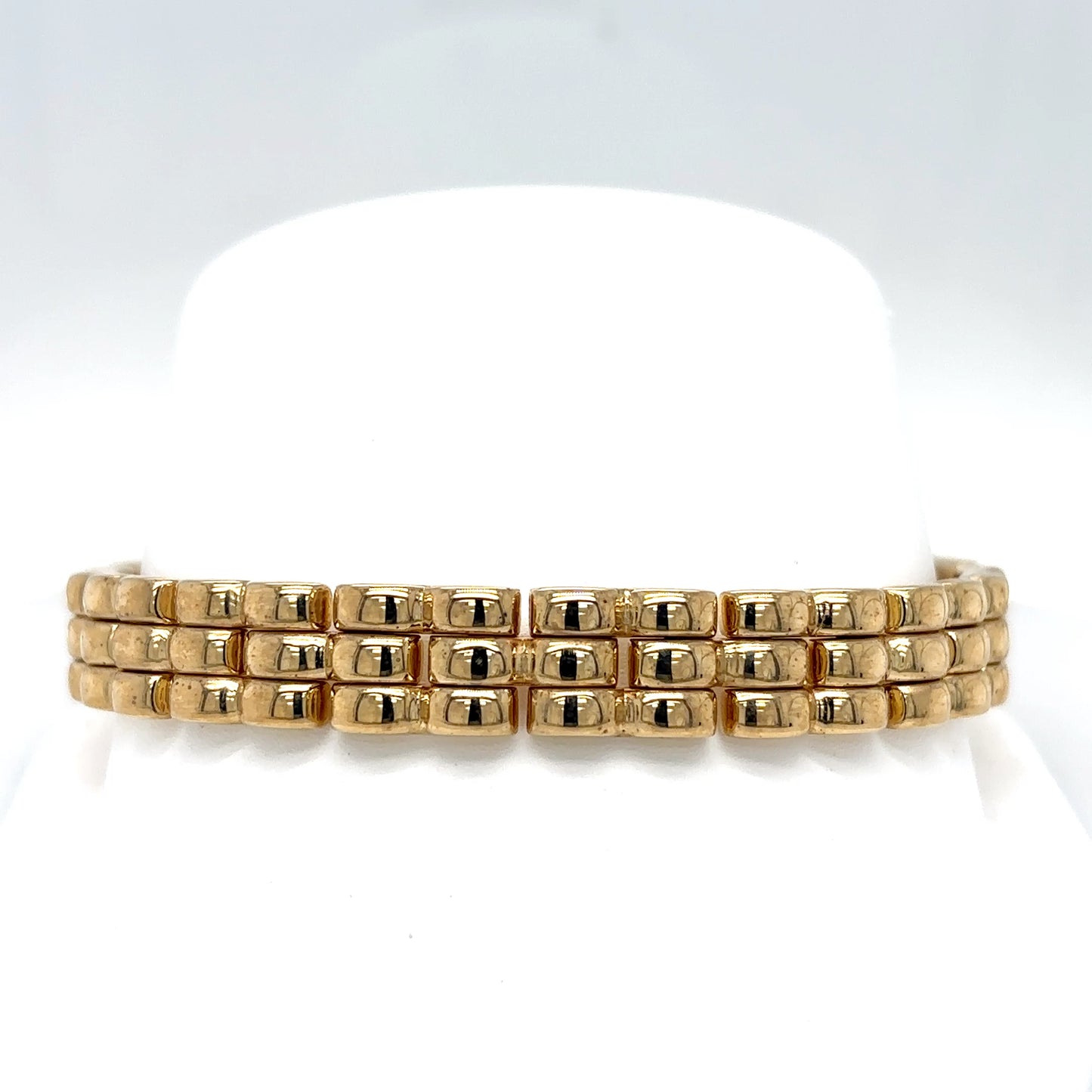 14KY 7.5" 9.5MM SOLID CONCAVE PANTHER LINK BRACELET 22.1G