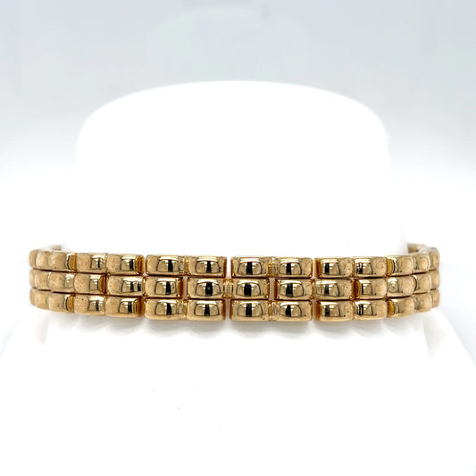 14KY 7.5" 9.5MM SOLID CONCAVE PANTHER LINK BRACELET 22.1G-Fine Jewelry in Bradenton &amp; Lakewood Ranch, Fl. | Michael &amp; Co. Jewelers