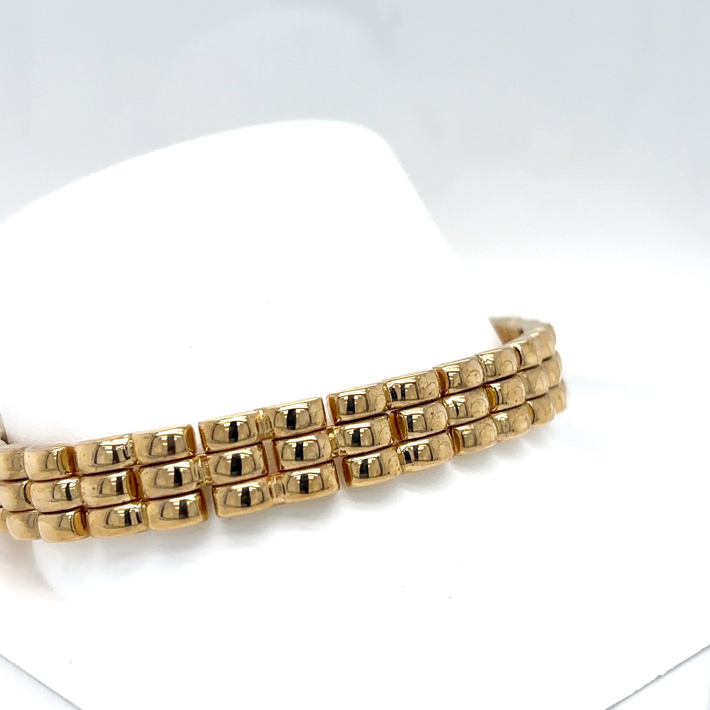 14KY 7.5" 9.5MM SOLID CONCAVE PANTHER LINK BRACELET 22.1G