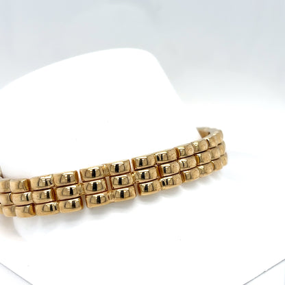 14KY 7.5" 9.5MM SOLID CONCAVE PANTHER LINK BRACELET 22.1G