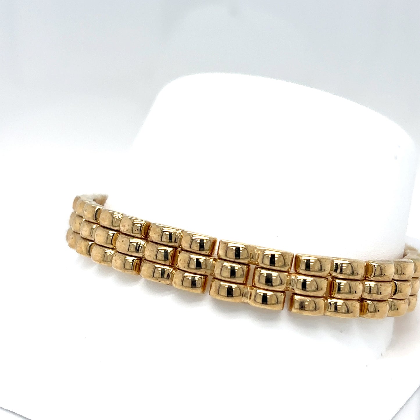 14KY 7.5" 9.5MM SOLID CONCAVE PANTHER LINK BRACELET 22.1G