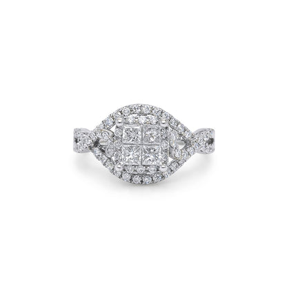 14KW 1.00CTW INVISIBLE SET PRINCESS CUT-ROUND DIAMOND ENGAGEMENT RING SI/G-H 3.6G