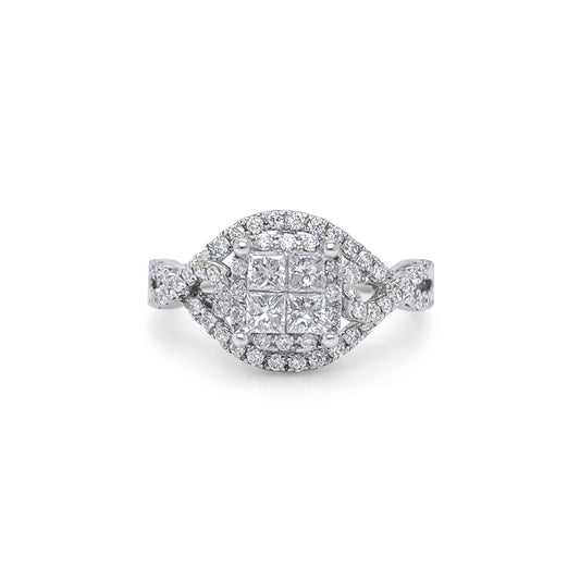 14KW 1.00CTW INVISIBLE SET PRINCESS CUT-ROUND DIAMOND ENGAGEMENT RING SI/G-H 3.6G-Fine Jewelry in Bradenton &amp; Lakewood Ranch, Fl. | Michael &amp; Co. Jewelers