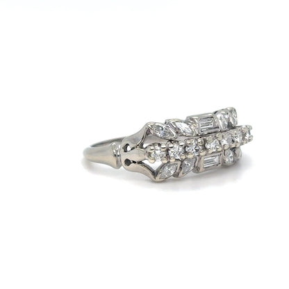14KW 0.75CTW ROUND-BAGUETTE-MARQUISE DIAMOND BAND SI/H 4.0G