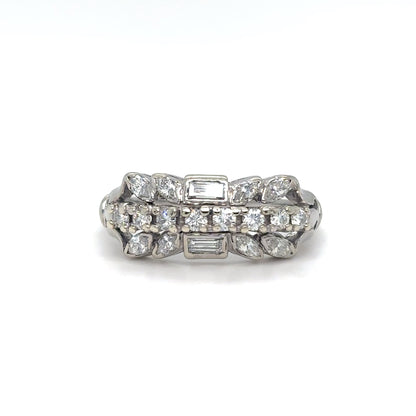14KW 0.75CTW ROUND-BAGUETTE-MARQUISE DIAMOND BAND SI/H 4.0G