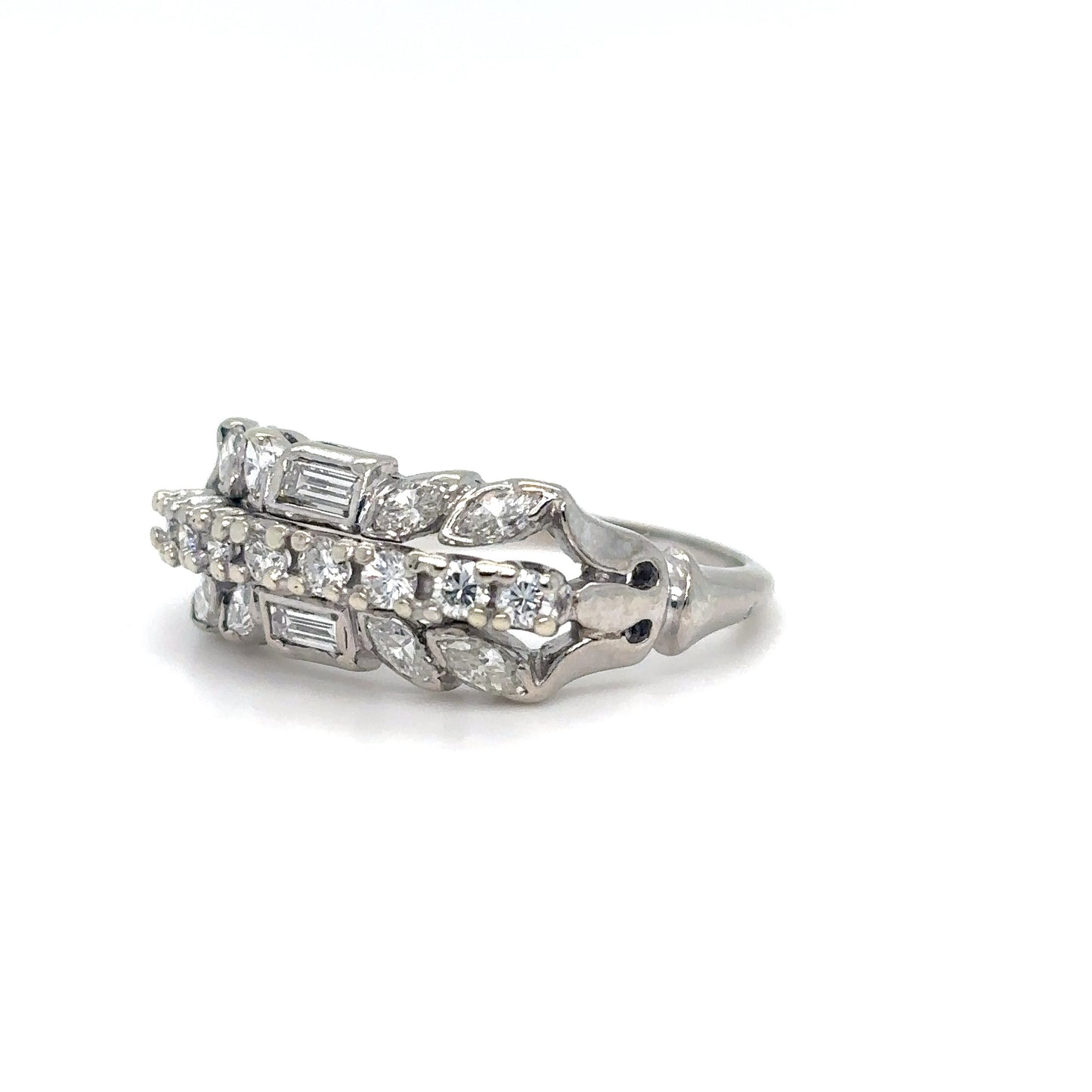 14KW 0.75CTW ROUND-BAGUETTE-MARQUISE DIAMOND BAND SI/H 4.0G