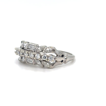 14KW 0.75CTW ROUND-BAGUETTE-MARQUISE DIAMOND BAND SI/H 4.0G
