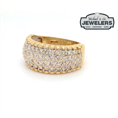 18KY 1.00CTW PAVE ROUND DIAMOND BAND SI/H-I 5.4G