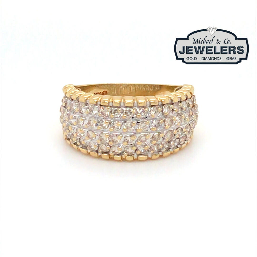 18KY 1.00CTW PAVE ROUND DIAMOND BAND SI/H-I 5.4G