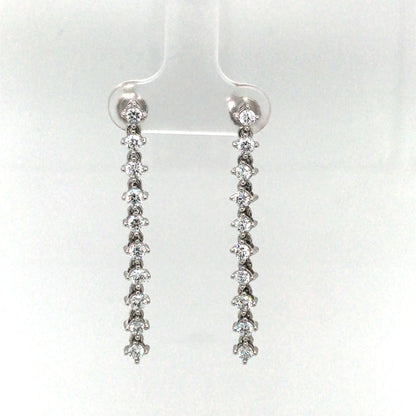 14KW 1.00CTW ROUND DIAMOND DANGLE EARRINGS VS/G-H 3.5G