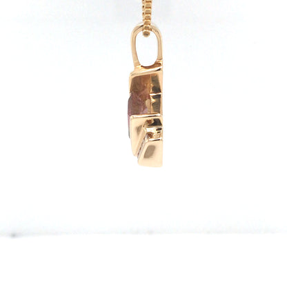 14KY 2.50CT WATERMELON TOURMALINE-0.10CTW DIAMOND PENDANT 7.3G