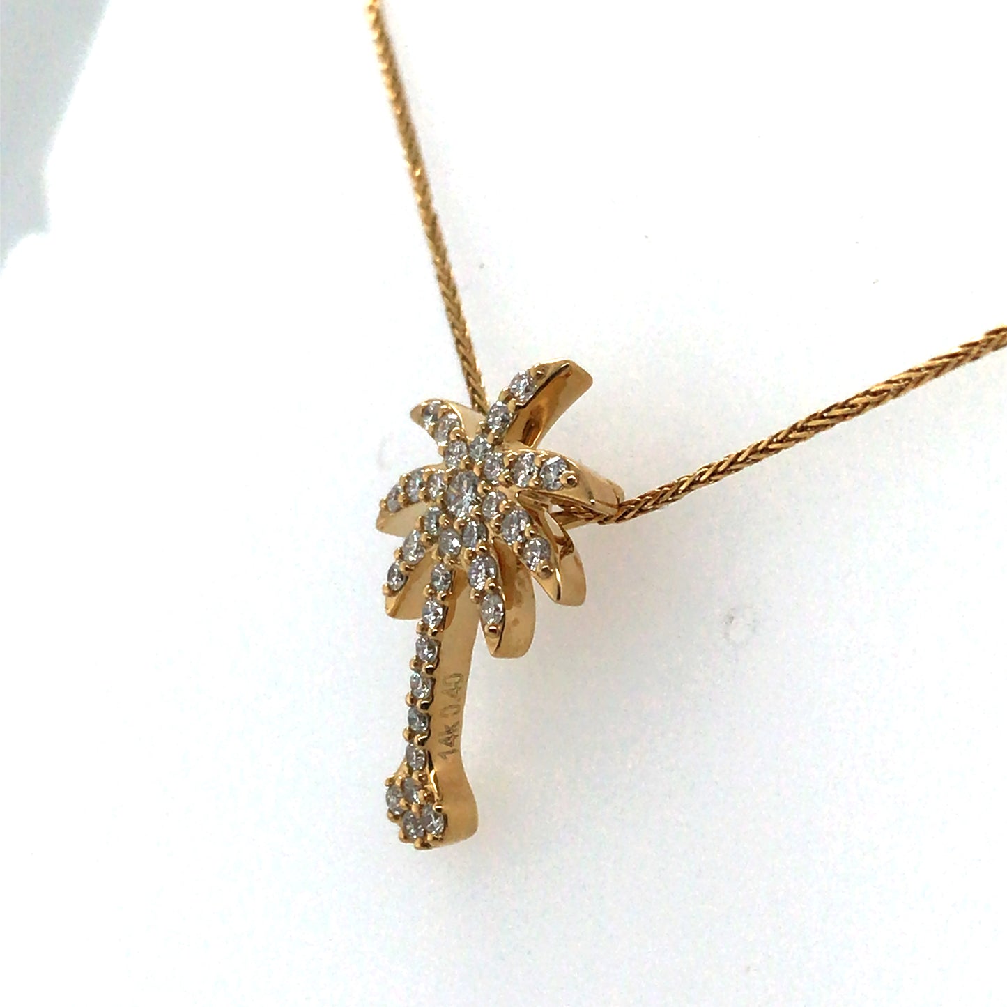 14KY 0.40CTW DIAMOND PALM TREE PENDANT SI1/G-H 2.3G