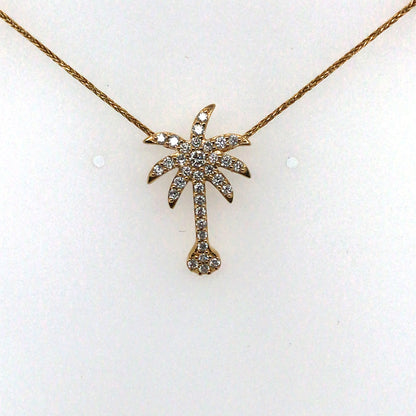 14KY 0.40CTW DIAMOND PALM TREE PENDANT SI1/G-H 2.3G