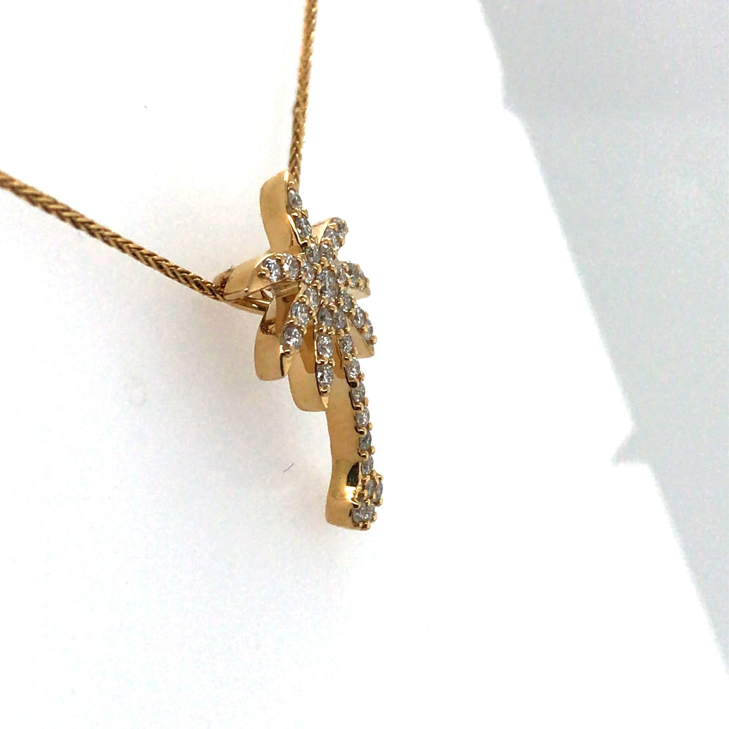14KY 0.40CTW DIAMOND PALM TREE PENDANT SI1/G-H 2.3G