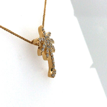 14KY 0.40CTW DIAMOND PALM TREE PENDANT SI1/G-H 2.3G