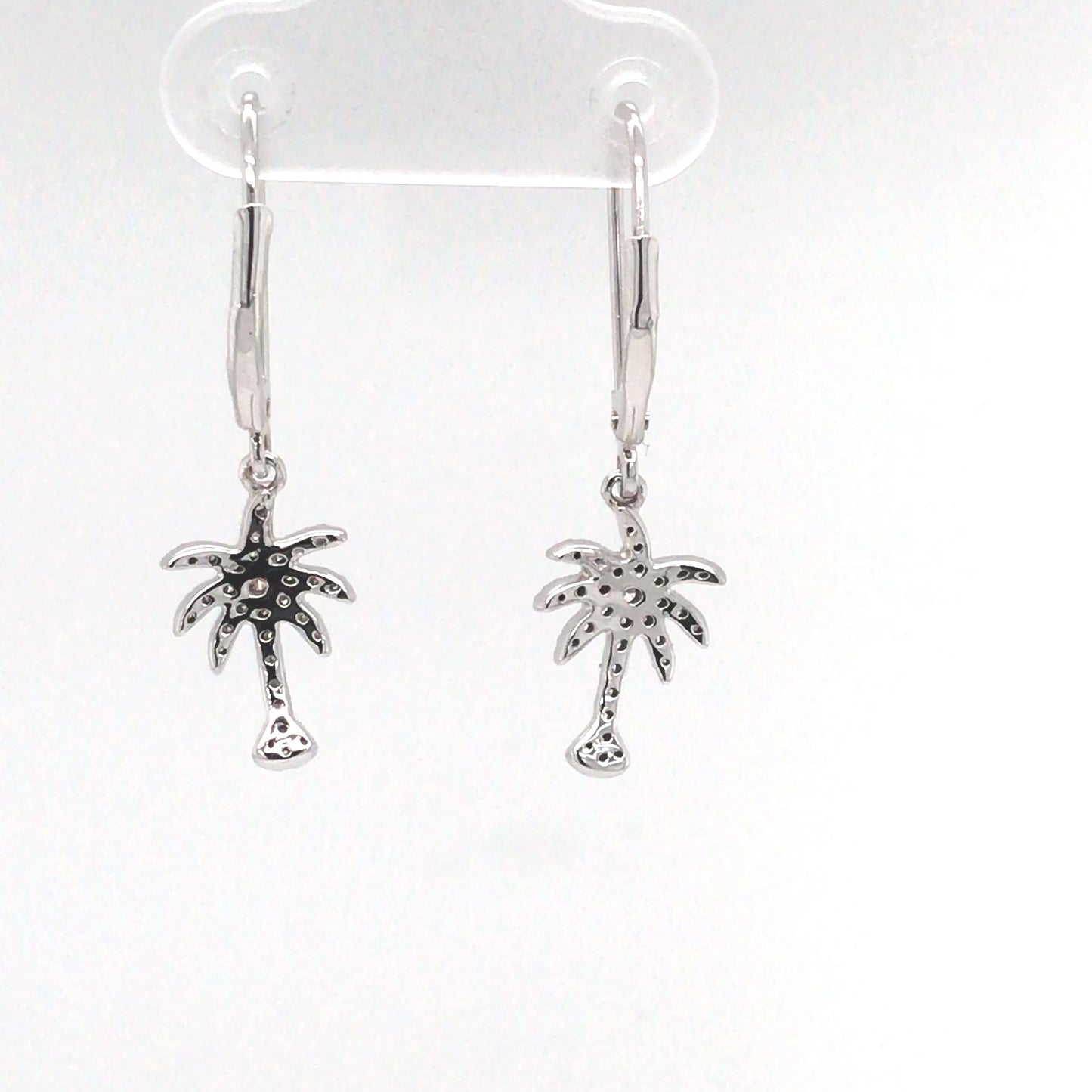 14KW 0.25CTW DIAMOND PALM TREE DANGLE EARRINGS SI1/G-H 2.3G