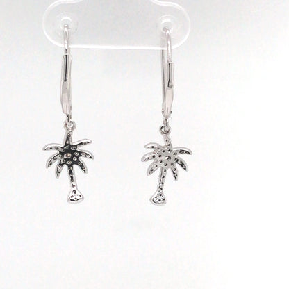 14KW 0.25CTW DIAMOND PALM TREE DANGLE EARRINGS SI1/G-H 2.3G