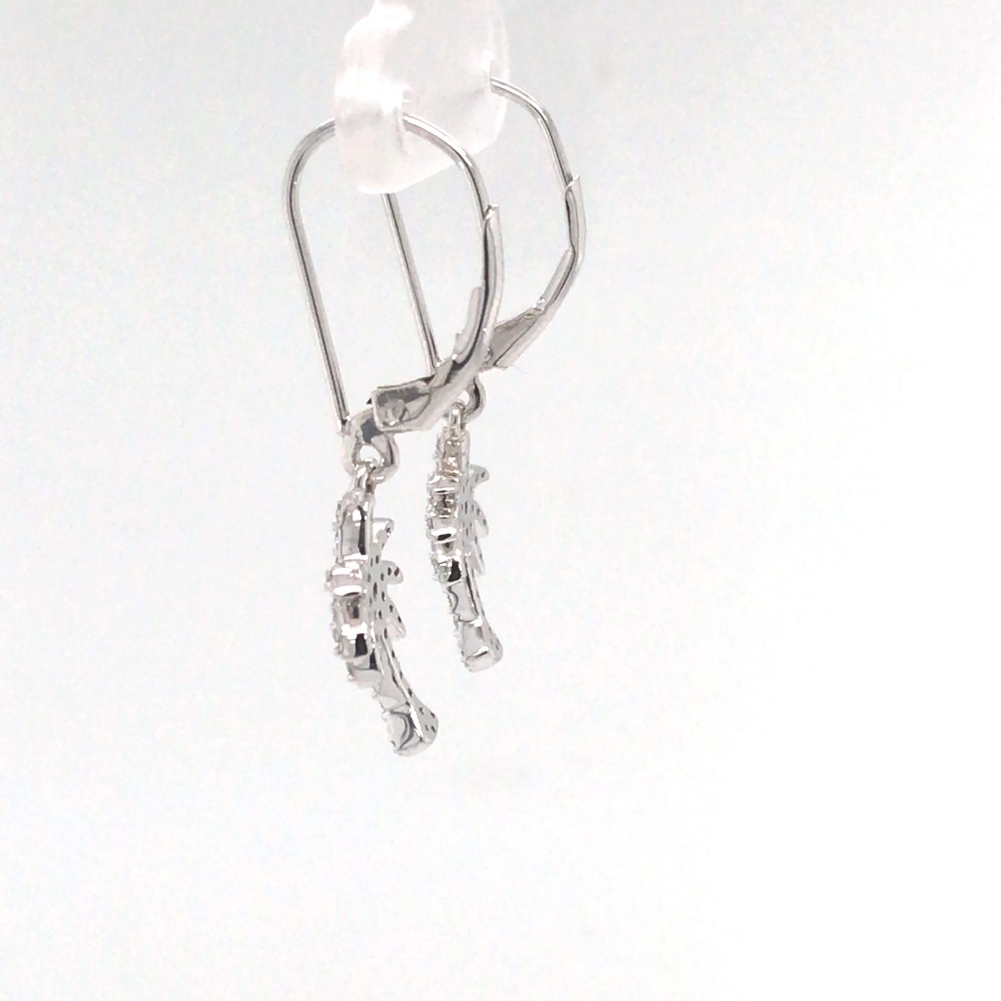 14KW 0.25CTW DIAMOND PALM TREE DANGLE EARRINGS SI1/G-H 2.3G