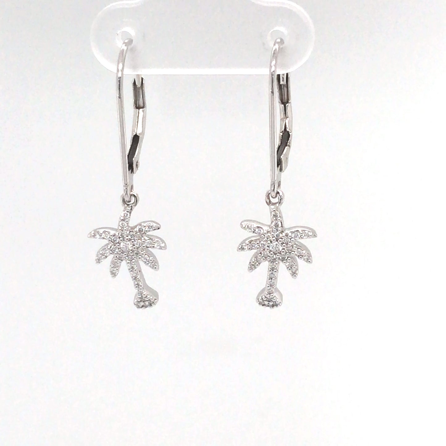 14KW 0.25CTW DIAMOND PALM TREE DANGLE EARRINGS SI1/G-H 2.3G