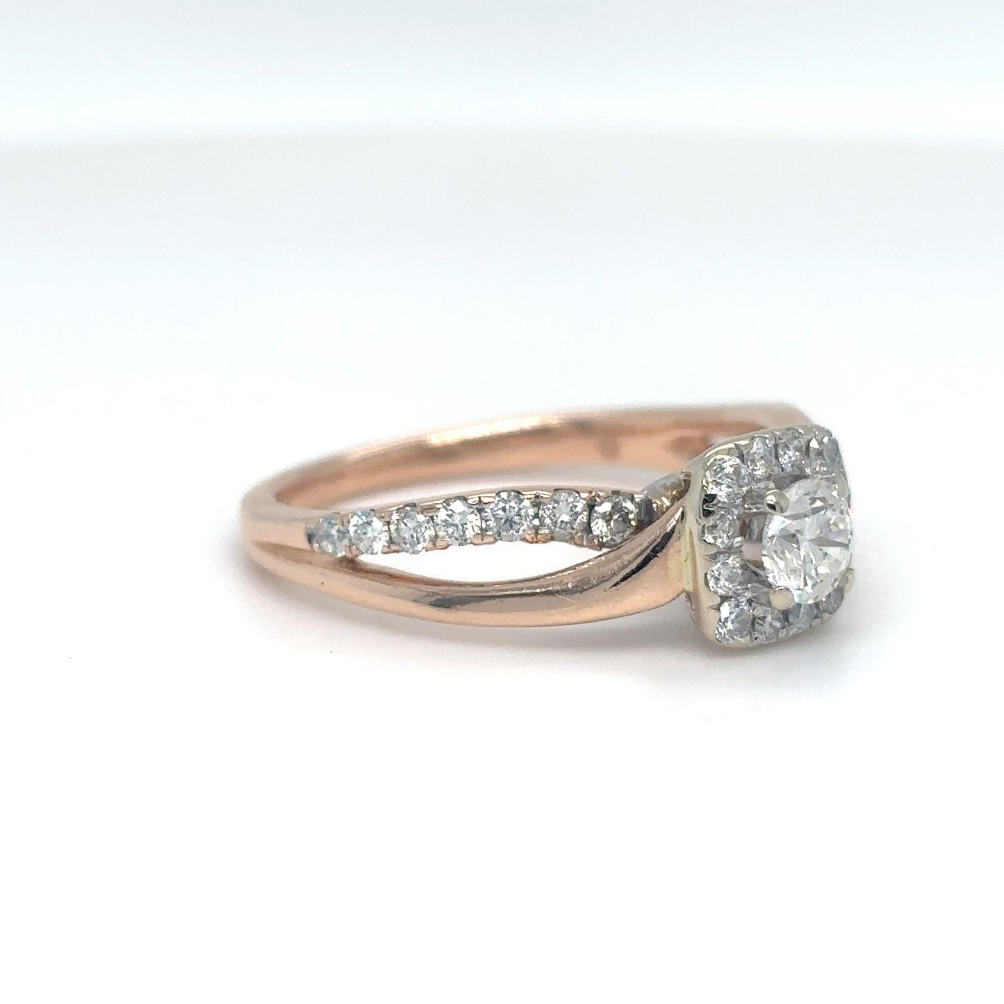 14KR 0.69CTW ROUND DIAMOND HALO ENGAGEMENT RING SI2-I1/H-I 3.6G