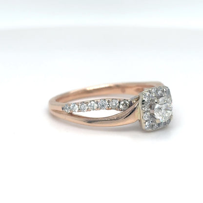 14KR 0.69CTW ROUND DIAMOND HALO ENGAGEMENT RING SI2-I1/H-I 3.6G