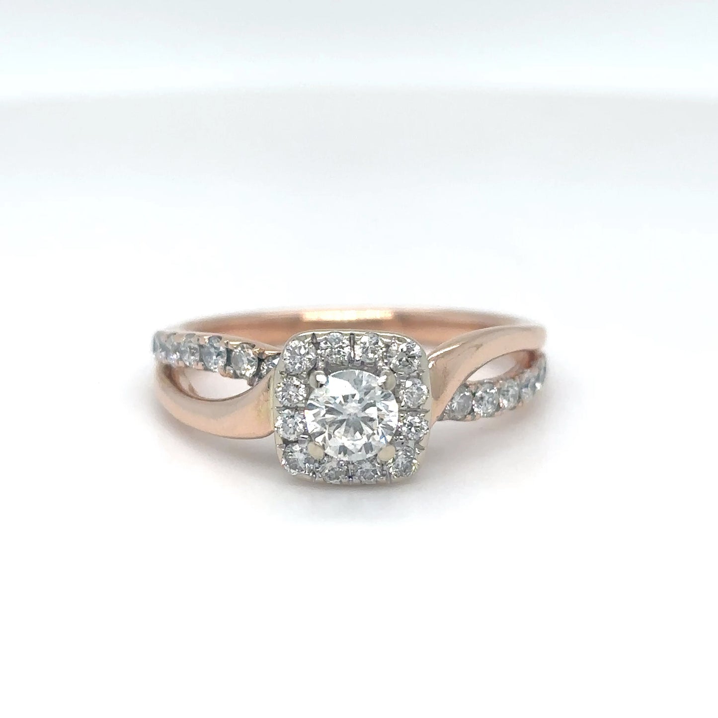 14KR 0.69CTW ROUND DIAMOND HALO ENGAGEMENT RING SI2-I1/H-I 3.6G