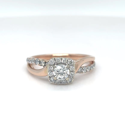 14KR 0.69CTW ROUND DIAMOND HALO ENGAGEMENT RING SI2-I1/H-I 3.6G