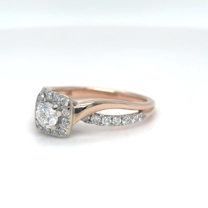 14KR 0.69CTW ROUND DIAMOND HALO ENGAGEMENT RING SI2-I1/H-I 3.6G