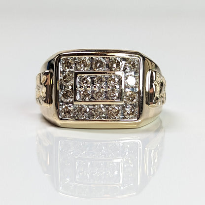 14KY 1.00CTW MEN'S DIAMOND CLUSTER RING SI2/K-L 7.7G