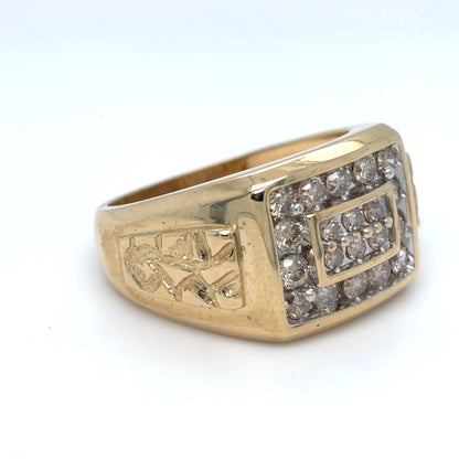 14KY 1.00CTW MEN'S DIAMOND CLUSTER RING SI2/K-L 7.7G
