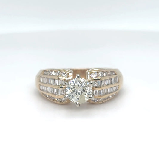 14KY 1.60CTW ROUND-BAGUETTE DIAMOND ENGAGEMENT RING I1/J-K 5.4G-Fine Jewelry in Bradenton &amp; Lakewood Ranch, Fl. | Michael &amp; Co. Jewelers