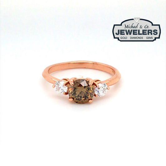 14KR 1.48CTW CHOCOLATE-WHITE DIAMOND THREE STONE RING-Fine Jewelry in Bradenton &amp; Lakewood Ranch, Fl. | Michael &amp; Co. Jewelers