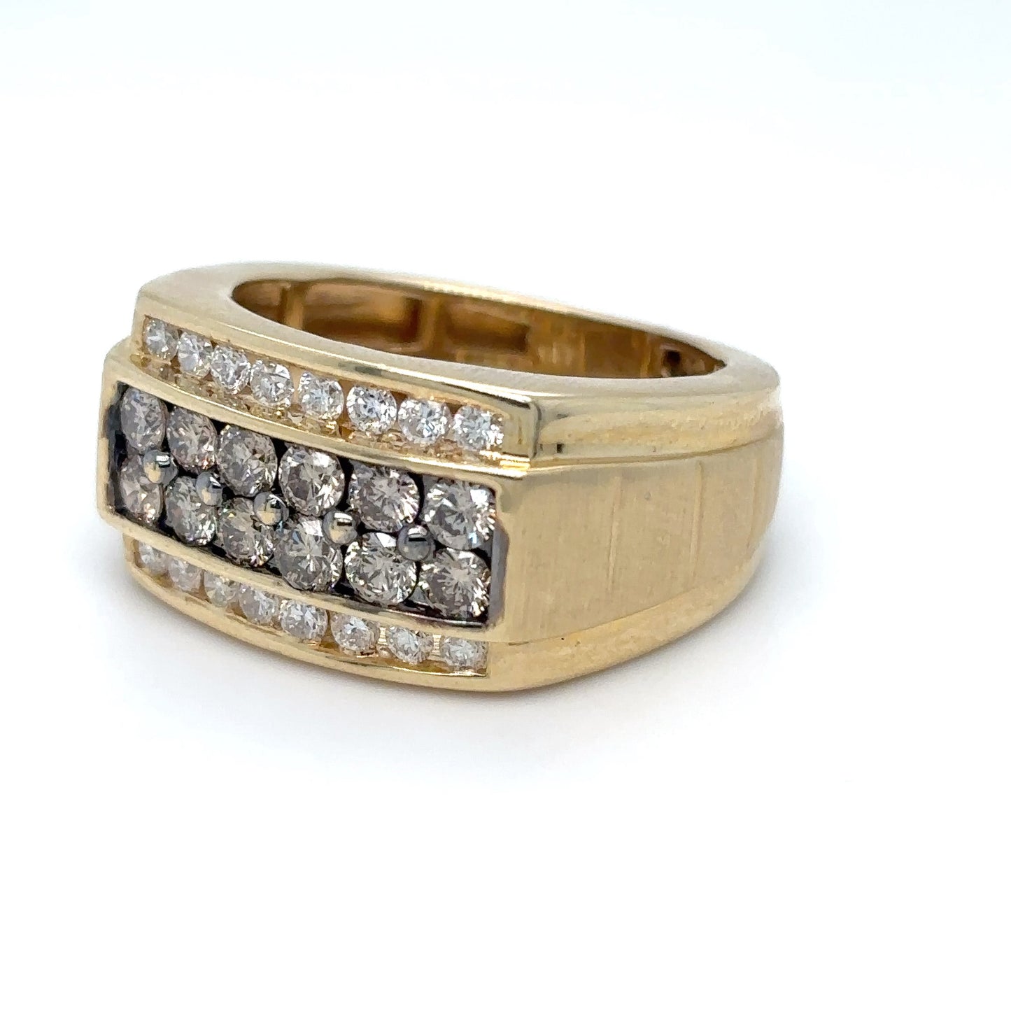 14KY 0.84CTW LT CHOCOLATE-0.48CTW WHITE DIAMOND RING SI2 8.0G