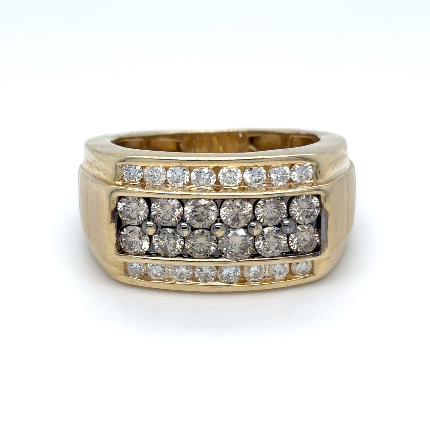 14KY 0.84CTW LT CHOCOLATE-0.48CTW WHITE DIAMOND RING SI2 8.0G