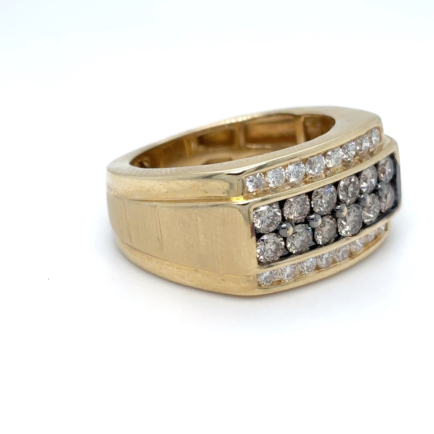 14KY 0.84CTW LT CHOCOLATE-0.48CTW WHITE DIAMOND RING SI2 8.0G