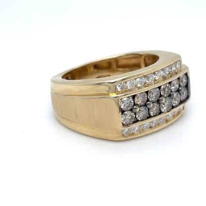 14KY 0.84CTW LT CHOCOLATE-0.48CTW WHITE DIAMOND RING SI2 8.0G