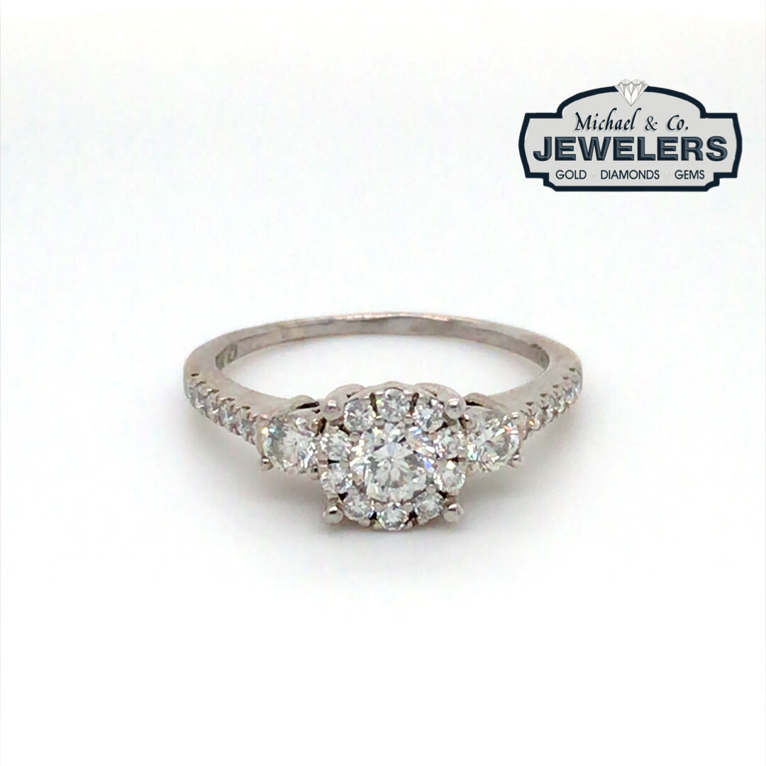 14KW 1.00CTW ROUND HALO DIAMOND ENGAGEMENT RING SI2/H-I 2.9