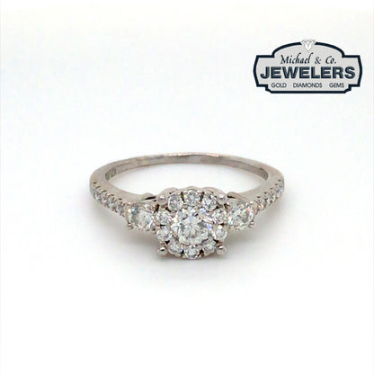14KW 1.00CTW ROUND HALO DIAMOND ENGAGEMENT RING SI2/H-I 2.9